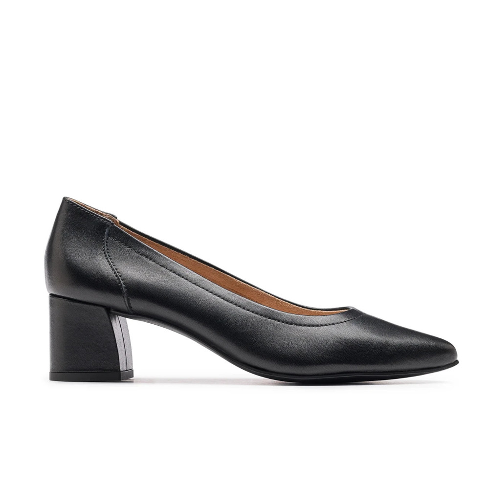 Paul Green Yvette Pump Black Leather Nappa Block Heel Point Toe 7.5 UK 10 US